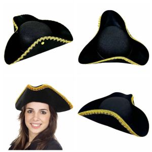 BLACKON Stage Performance Cosplay Pirate Hat Jack Hat Dress Up Captain Hat Halloween Party Hat Adult Tricorn Hat Men Women
