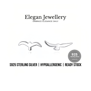 Elegan Jewellery S925 Sterling Silver Asymmetrical Flying Bird Earrings