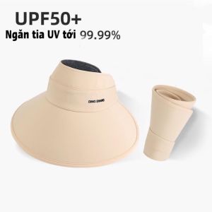 Nón đi biển chống nắng mũ siêu rộng vành hở chóp DING SHANG mũ nửa đầu vải lụa chống tia UV UPF50+ - Life Style 4U