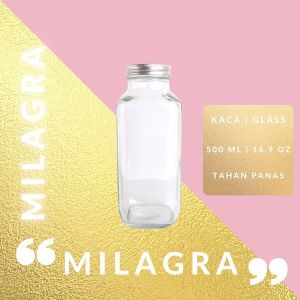 MILAGRA Glass Bottle 500 mL I Botol Kopi Kaca | Infused Bottle | Botol Beling
