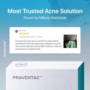 Onecare PRAVENTAC Nutritional Supplement Capsules (60 Capsules) Blended with Lactoferrin & HydroCurcumin Botanical Formula for Daily Skin & Pore Wellness Maintenance