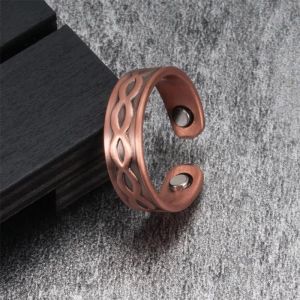Retro Geometric Vintage Textured Pure Copper Open Ring for Men and Women To Treat Joint Pain and Healthy Jewelry