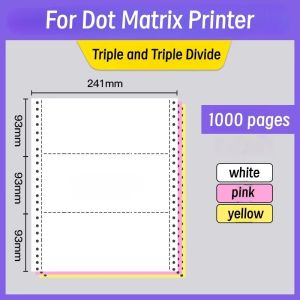 3PLY Color Continuous Forms Computer Printing Carbonless Paper 9.5X11inches for Dot Matrix Prin .