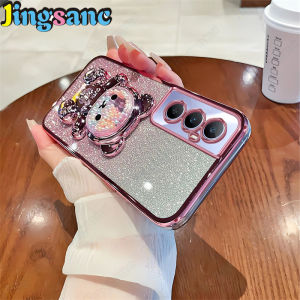 Jingsanc vỏ cho Realme C65 mạ trong suốt Gradient long lanh vỏ điện thoại khung hình gấu lưng mềm Bìa A49-3