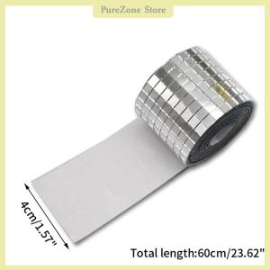 [PureZone] 4x100cm Mirror Mosaic Tiles Stickers DIY Self-Adhesive Mini Square Acrylic Wall Sticker Craft Party Home Decor