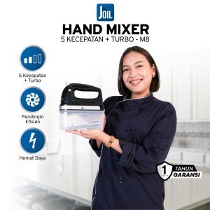 Joil Hand Mixer 5 Kecepatan + Turbo Stainless Steel Food Grade Daya Rendah - M8