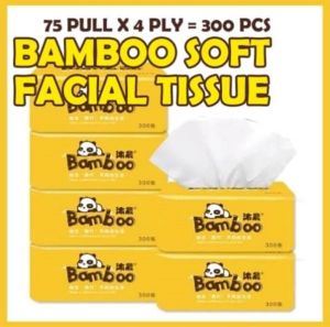 Bamboo Soft Facial Tissue Paper 300pcs Per Pack Clean Wipes Paper