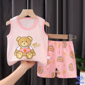 เสื้อกล้าม กางเกงขาสั้น ผ้าคอตตอน อายุ 3 เดือน - 4 ปี เสื้อผ้าเด็ก ชุดเด็ก ของใช้เด็ก เสื้อเด็ก Boy baby เสื้อกล้ามเด็ก ชุดเซตเด็ก WD071-2