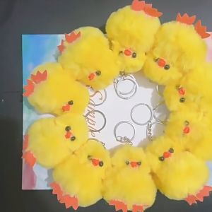 1Pcs Easter Chick Keychain Plush Chicken KeyringYellow Chick Easter Party Decor