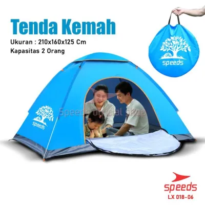SPEEDS Tenda Camping Biru Kapasitas 2 Orang Tenda Otomatis Parasut Hujan Outdoor & Indoor Tenda Lipat 018-6 - Cam Store55