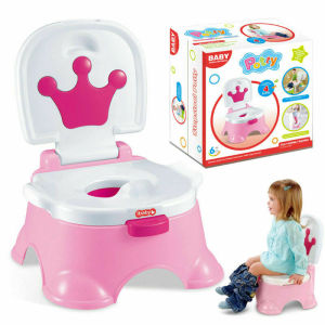 JOY 3 In 1 Baby Potty With Music Training Seat Toilet Trainer For Toddlers Kids Chair Portable Seat Step Stool Bayi Belajar Kencing - PINK Girl