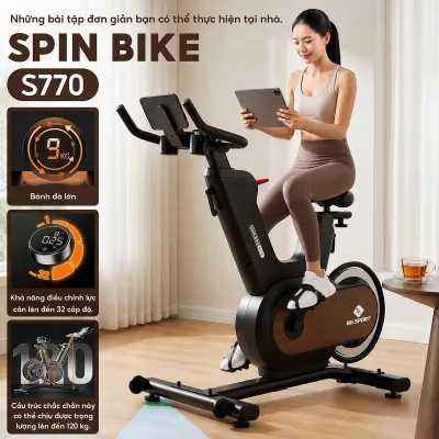 (BG) BIKE NEW S770 - Dòng Xe Thể Thao Cao Cấp Khung Thép Chắc Chắn Màn Hình LCD Xem Thông Số Kháng Lực Điện Từ Có Thể Điều Chỉnh Yên