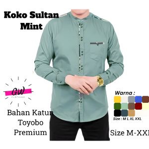 GW Kemeja Koko Sultan Tojiro Premium Bahan Toyobo Kemeja Koko Lengan Panjang Termurah - Sage Green