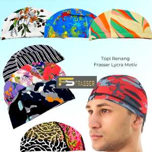 Frasser Topi Renang Dewasa Silicone Lentur Anti Air Pelindung Rambut Nyaman Flexsible Berbagai Motif RNTP 03