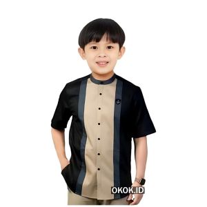baju Koko Couple Ayah Dan Anak  Harga Terpisah Kemeja Kurta Kerah Mandarin Lengan Pendek Bahan Toyobo