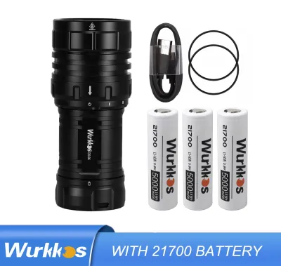 Wurkkos DL06 Super Bright 15000LM Professional Scuba Diving Flashlight 6pc XHP50.2 USB Reverse Rechargeable Max to 555meter Three 21700 Battery Diving Lights