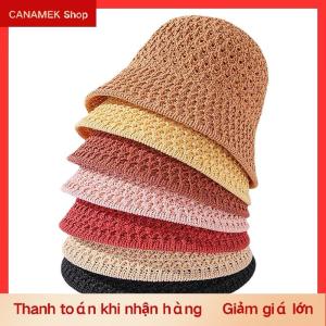 CS Handmade Crochet Floppy Top Mùa Hè Mũ Đóng Mở Dome Xô Hat Hollow out Rắn Màu Mũ Bãi Biển Đơn Giản Mềm Phụ Nữ Hat