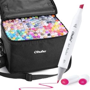 Ohuhu Oahu Series Fine & Chisel Alcohol Markers Double Tipped Art Marker Set for Kids Adults Sketch Illustration Alcohol-Based Markers Chisel & Fine Brush Pen Warna Drawing Art Supplies marker pen set Twin Tip Marker Pen