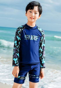 Đồ Bơi Bé Trai Dài Tay Habi Fashion HB2409 Bộ Bơi Bé Trai Họa Tiết SURF Chất Liệu Co Giãn Cho Bé Từ 16-52kg