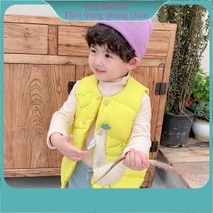 Áo khoác mùa đông cho bé Áo phao gile gà siêu nhẹ cổ tròn quảng châu cho bé 8-24kg