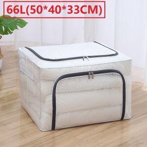 Large Capacity Transparent boxFoldable Storage Box for clothes PVC Nylon Waterproof and moisture-proof Sundries Organizer box Stackable mega box With Steel Frame Dual Zipper Storage Box