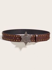 BGS 492 Ikat Pinggang Wanita PU Style Fashion Kekinian Belt Buckle Star Gaya Letro Fashionable