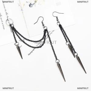 [COD] MINIFRIUT Men Retro Black Tassel Chain Long Earrings Punk Earrings Hiphop Earrings For Women Gothic Party Jewelry
