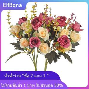 [COD] EHBqna KITCHEN ดอกไม้ประดิษฐ์ดอกกุหลาบทำจากผ้าไหม1ชิ้นสำหรับตกแต่งบ้านในวันคริสต์มาสช่อดอกไม้สำหรับเจ้าสาวงานฝีมือสมุดภาพพวงมาลาอุปกรณ์สำหรับถ่ายภาพ