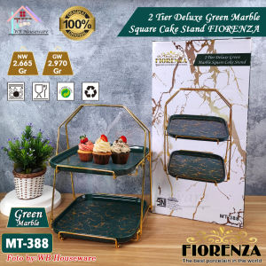 Tempat Kue Buah Keramik Rak Susun Tingkat 2 Motif Marble Fiorenza White Marble MP-388