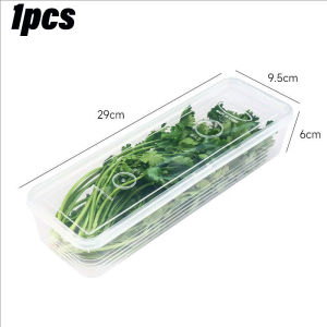 5Pcs Long Style Refrigerator Storage Boxes Spaghetti Scallions Fresh Box Food Container Cold Storage Crisper Sealed Box with Lid