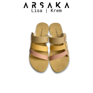 LISA Arsaka Sandal Teplek Wanita Alas Anti Licin Sendal Kulit Wanita Sol Karet Nonslip