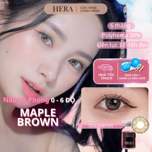 Lens Hera Nâu Lá Phong 0 - 6 Độ MAPLE BROWN Nhập Khẩu Hàn Quốc Kính Áp Tròng Cận 6 Tháng