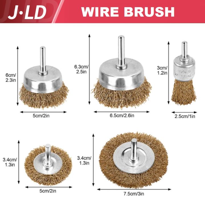 3-5 Pcs Drill Wire Brush Set, Heavy Duty Wire Brush Wheel for Drill,  WENHUALI 1/4'' Hex Shank Wire Brush Drill