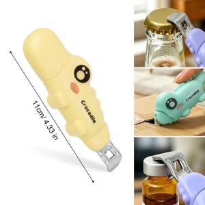 5pcs Cartoon Crocodile Dual Purpose Magnetic Bottle Opener / Integrated Fast Box Cutter Blade / Portable Beer Wine Juice Opener Household Kitchen Oral Liquid Cap Removal Gadget