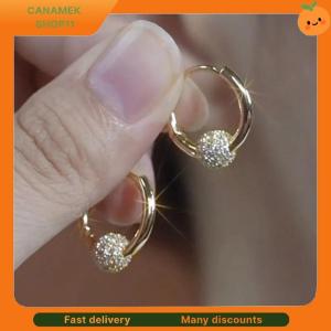 ❣️❣️❣️ Elegant Luxury Full Drill Round Ball Earrings Versatile New Style Unique Niche Clip Earrings Fashionable High End Jewelry