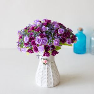 1 Bouquet 21 Heads Artifical Rose Flower for Wedding Party Home Festive Decor Diy New Decoration Silk Fake Plant