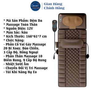Đệm massage toàn thân - nệm mát xa tại nhà - ghế massage phục hồi giảm đau nhức hỗ trợ tuần hoàn máu - Đệm massage toàn thân cao cấp 10 động cơ rung 12 điểm mátxa giúp trị liệu - mátxa toàn thân giảm đau mỏi cơ thể