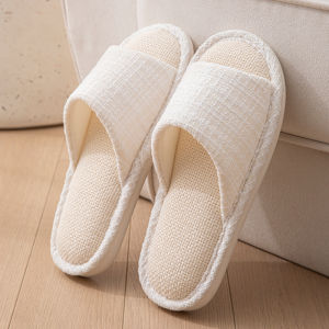 SG Mens and womens flat anti-slip indoor slippers for home use linen material home slippers anti-odor and anti-sweat 亞麻小香風拖鞋情侶春秋室內靜音防滑日式棉麻拖鞋