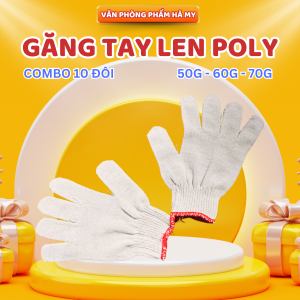 Combo 10 Đôi Găng tay sợi len POLY Găng tay bao hộ lao động Găng tay làm vườn