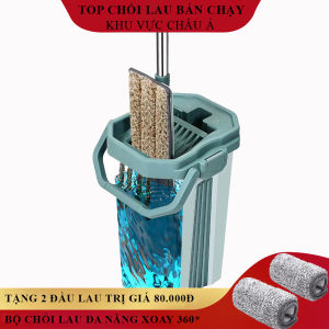 Bộ cây lau nhà tự vắt xoay 360 độ đa năng chổi lau nhà thông minh xô thùng vắt tiện lợi Tặng kèm 2 Bông Lau Bảo hành 2 năm lỗi 1 đổi 1 trong 7 ngày