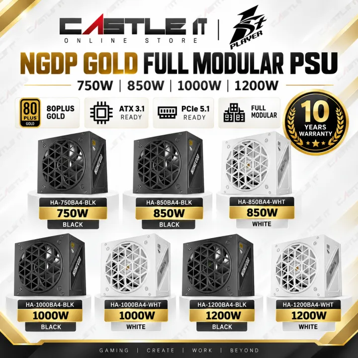 1ST PLAYER NGDP 750W 850W 1000W 1200W Power Supply 80 Plus Gold ATX 3.1 PCIe 5.1 Full Modular PSU
