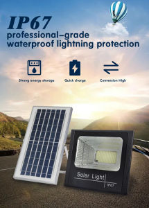 Lampu tenaga surya tahan 24 jam otomatis outdoor lampu sorot solar terang tahan air ip67 panel surya