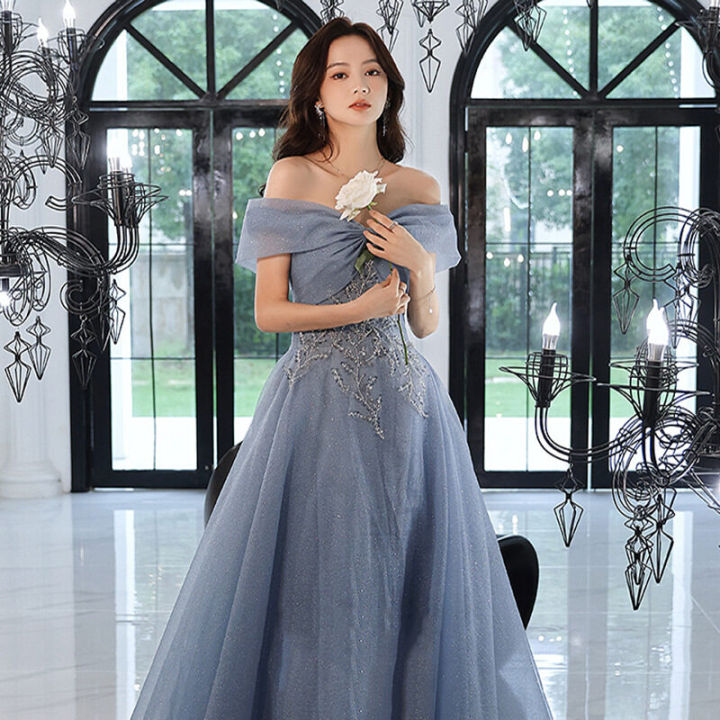 Blue Dinner Evening Dress Formal Dress For Women Elegant Classy