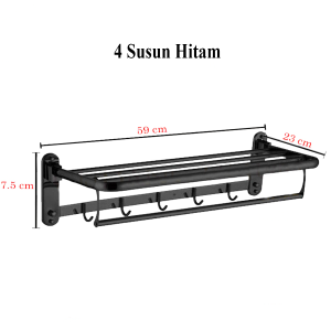 Rak Handuk Dinding Kamar Mandi Toilet Stainless Steal 304 Anti Karat 2 Susun 4 Baris