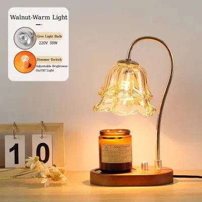Dimmable Light Candle Warmer Lamp Candle Burner Light Scented Candle Holder Wooden Base with gu10 bulb Electric Candle Light Candle Melting Lamp Wax Lamp for yankee candles Table Decoration Items
