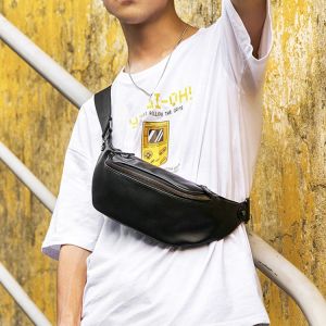 Tas Selempang Kulit Pria Anti Air Waistbag Slempang Klit