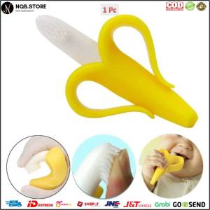 Gigitan Bayi Bentuk Pisang dan Sikat Gigi Silikon - Teether Baby Banana Silicone