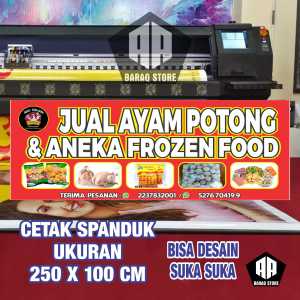 Cetak Spanduk Banner POTONG AYAM & ANEKA FROZEN FOOD Costom Desain