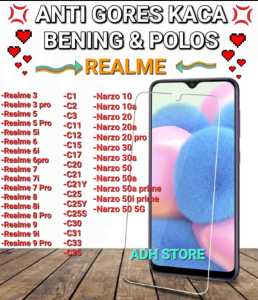 [ PROMO ] ANTI GORES KACA BENING POLOS FOR REALME 33PRO5 5i 5PRO66i6PRO7 7i 7PRO 88i8 PRO99i9PRO C1C2C3C11C12C15C17C20C21C25C30C31C33C35. ANTI GORES KACA BENING POLOS UNTUK SEMUA TIPE REALME. ANTI GORES KACA BENING.ANTI GORES