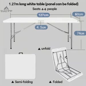 Folding Table Camping Table Foldable Table Portable Table Dining Table 4FT 6FT Heavy Duty Outdoor Picnic Table Load Bearing 500KG